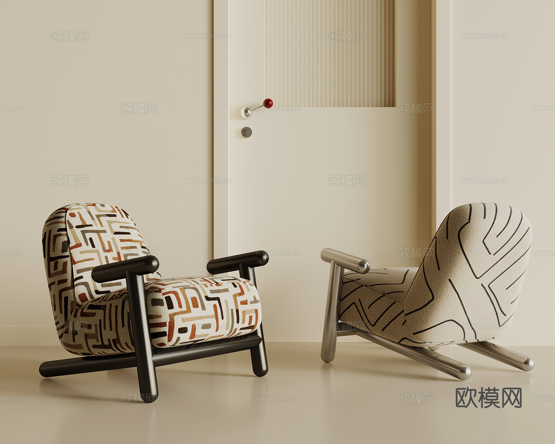法式复古休闲椅 躺椅 沙发椅 单椅3d模型下载