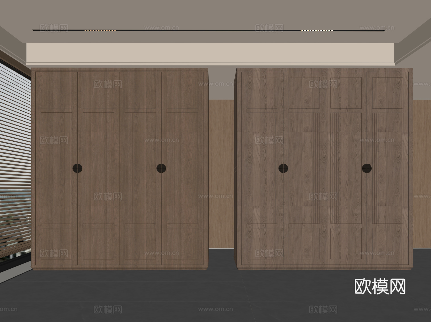 新中式衣柜su模型