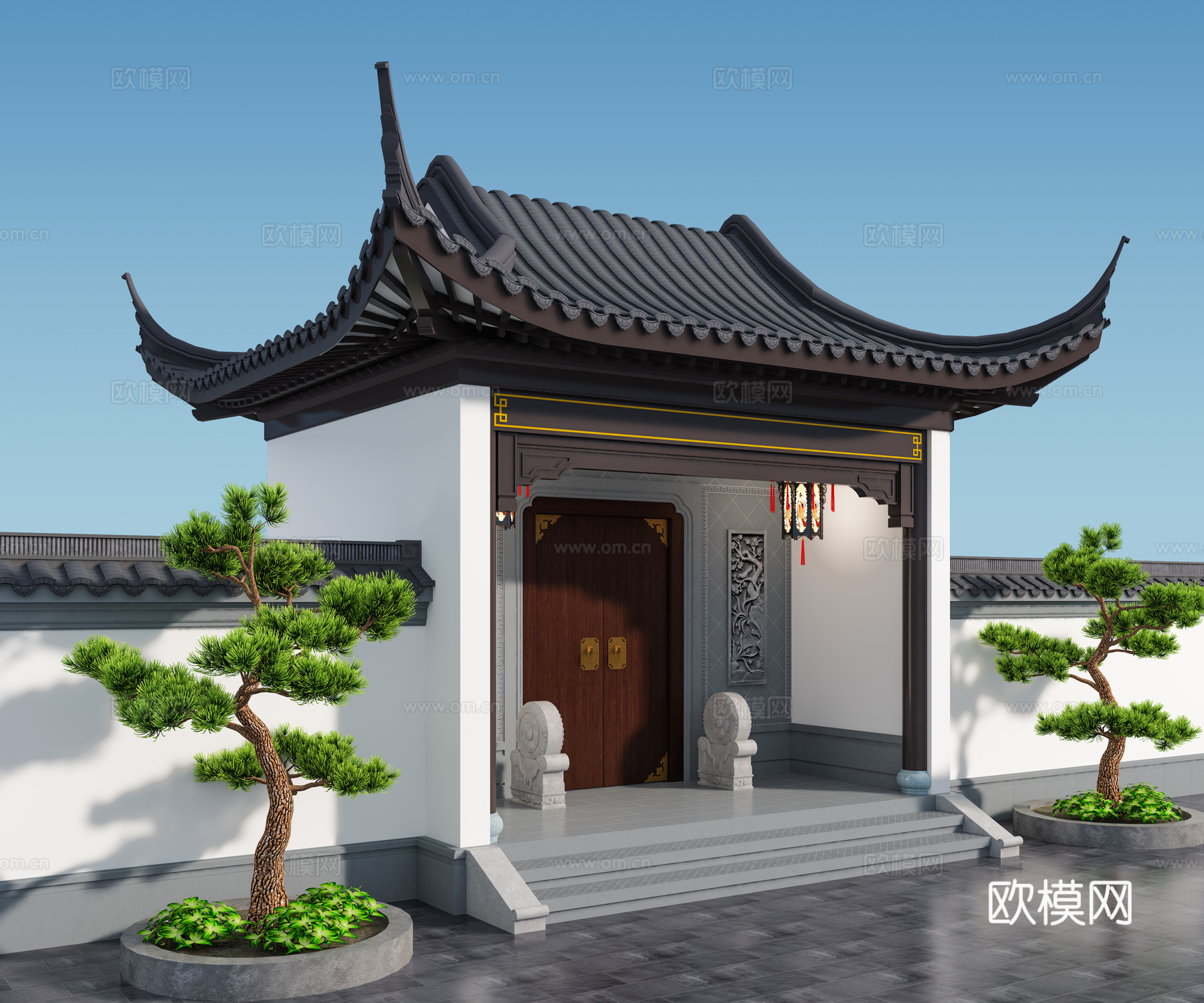 大门 门头 入户门 别墅大门 将军门 苏式建筑 古建su模型