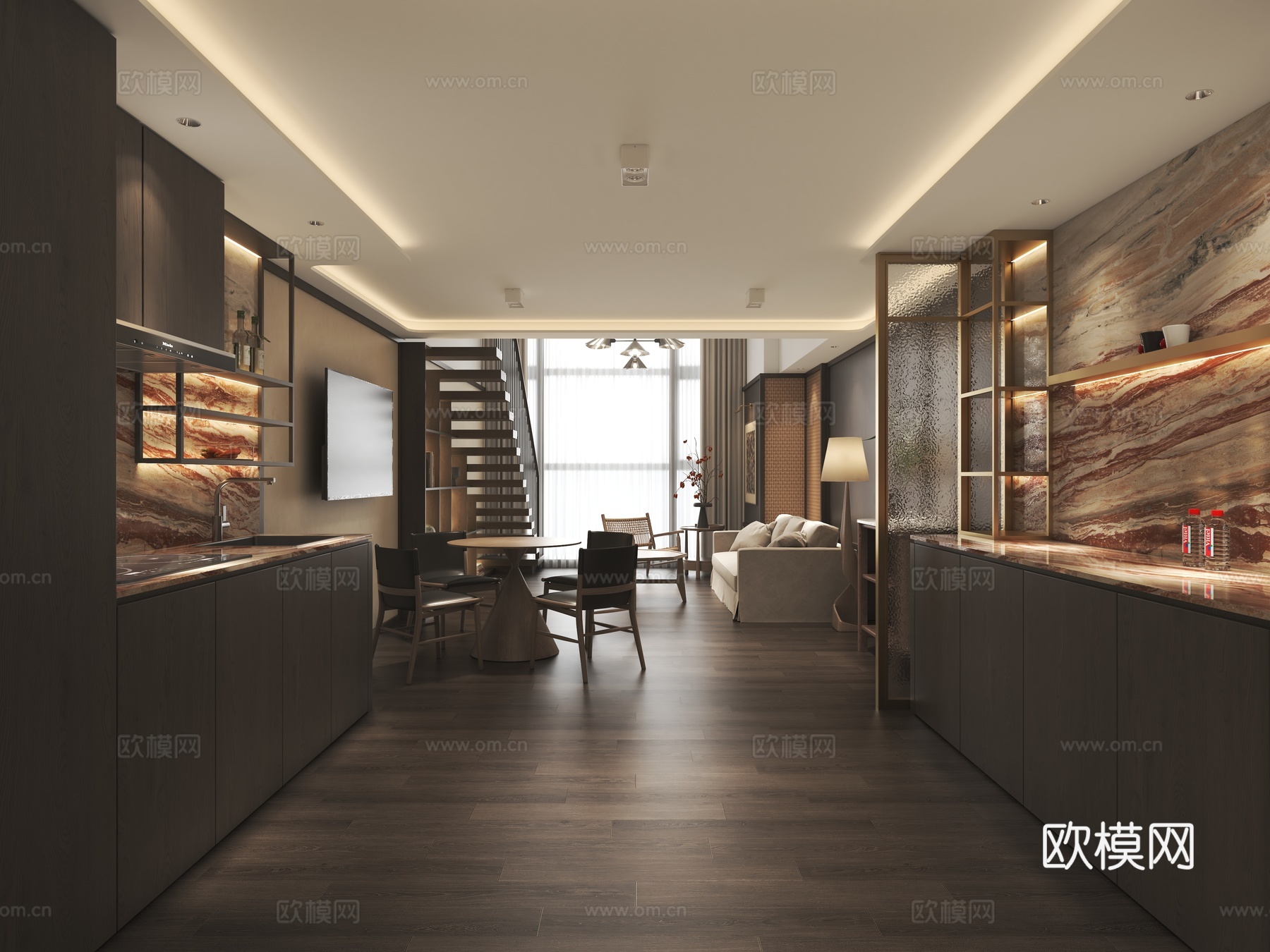 酒店式公寓客餐厅3d模型