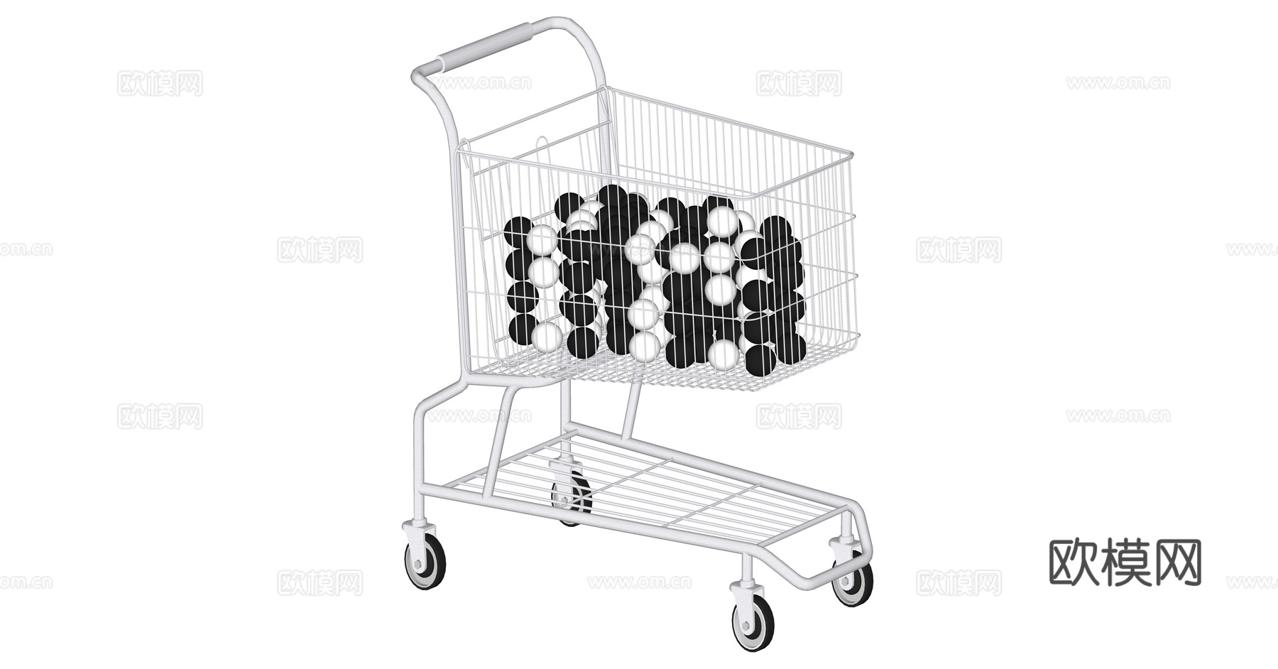 现代购物车 手推车su模型