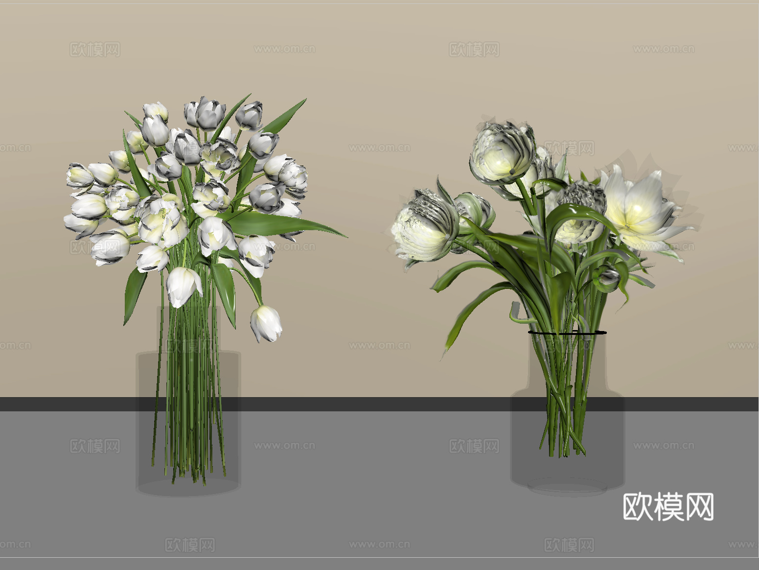 现代花瓶花卉   花艺摆件su模型