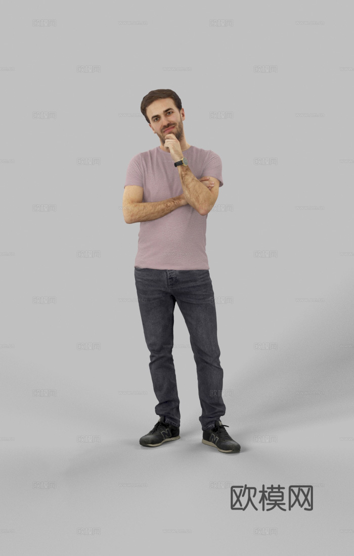 现代人物 三维人物 穿短袖的男人su模型