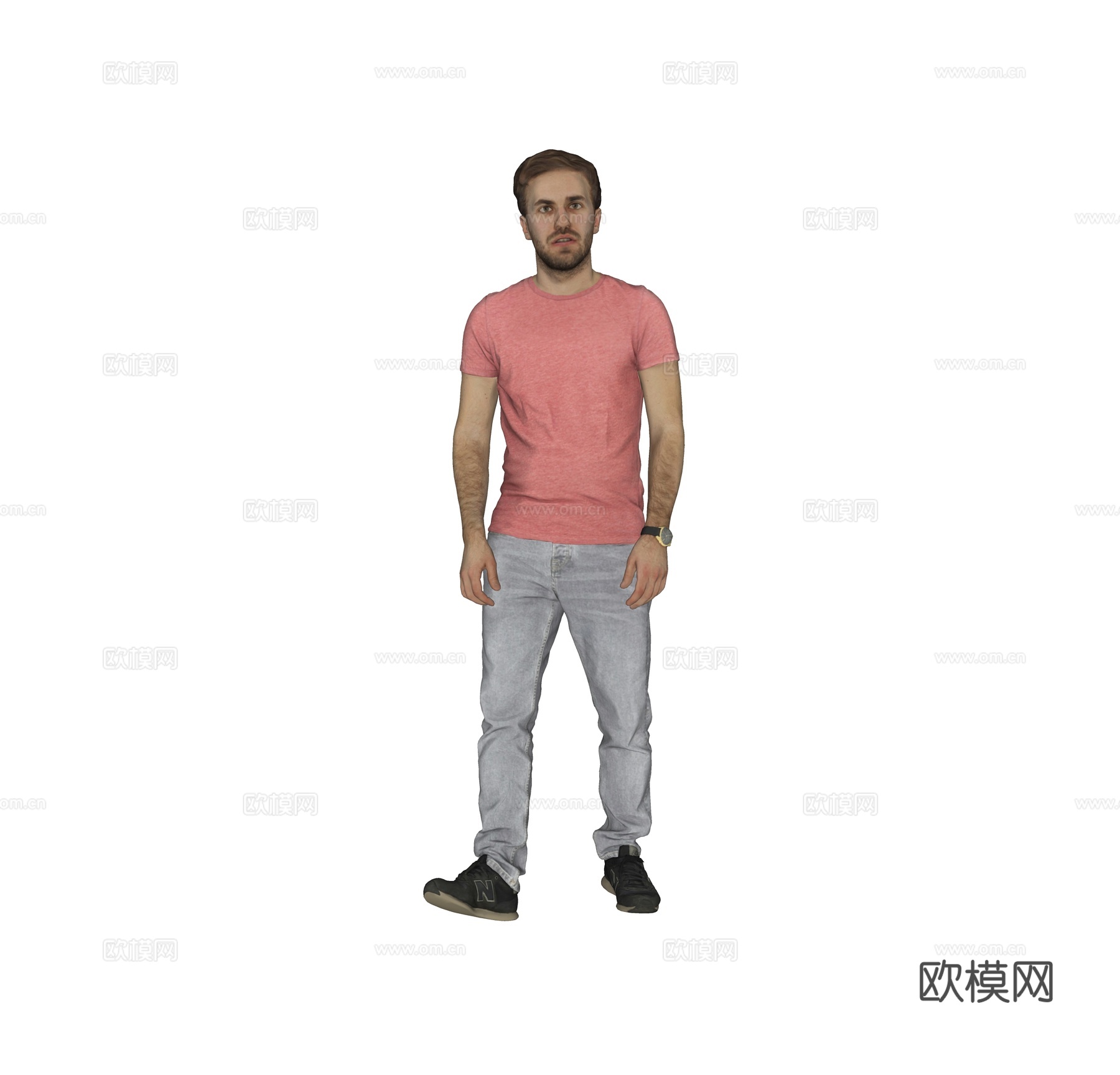 现代人物 三维人物 穿短袖的男人su模型