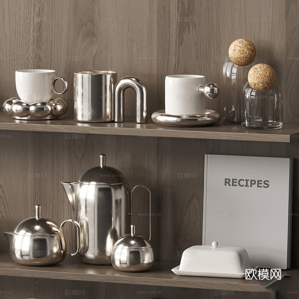 现代厨房炊具 餐具3d模型下载（渲染图4）