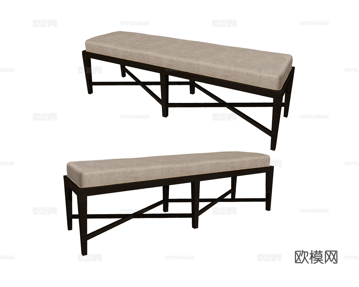 Dantone Home 美式床尾凳3d模型下载