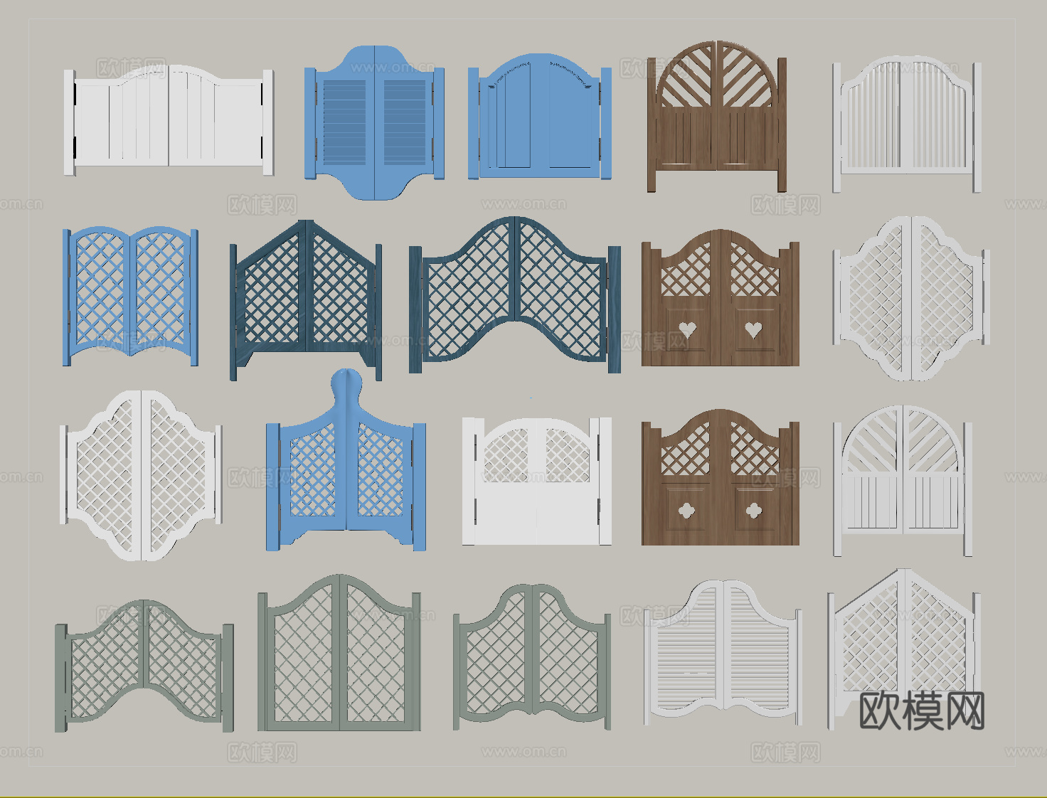 现代半腰门  百叶门 牛仔门su模型