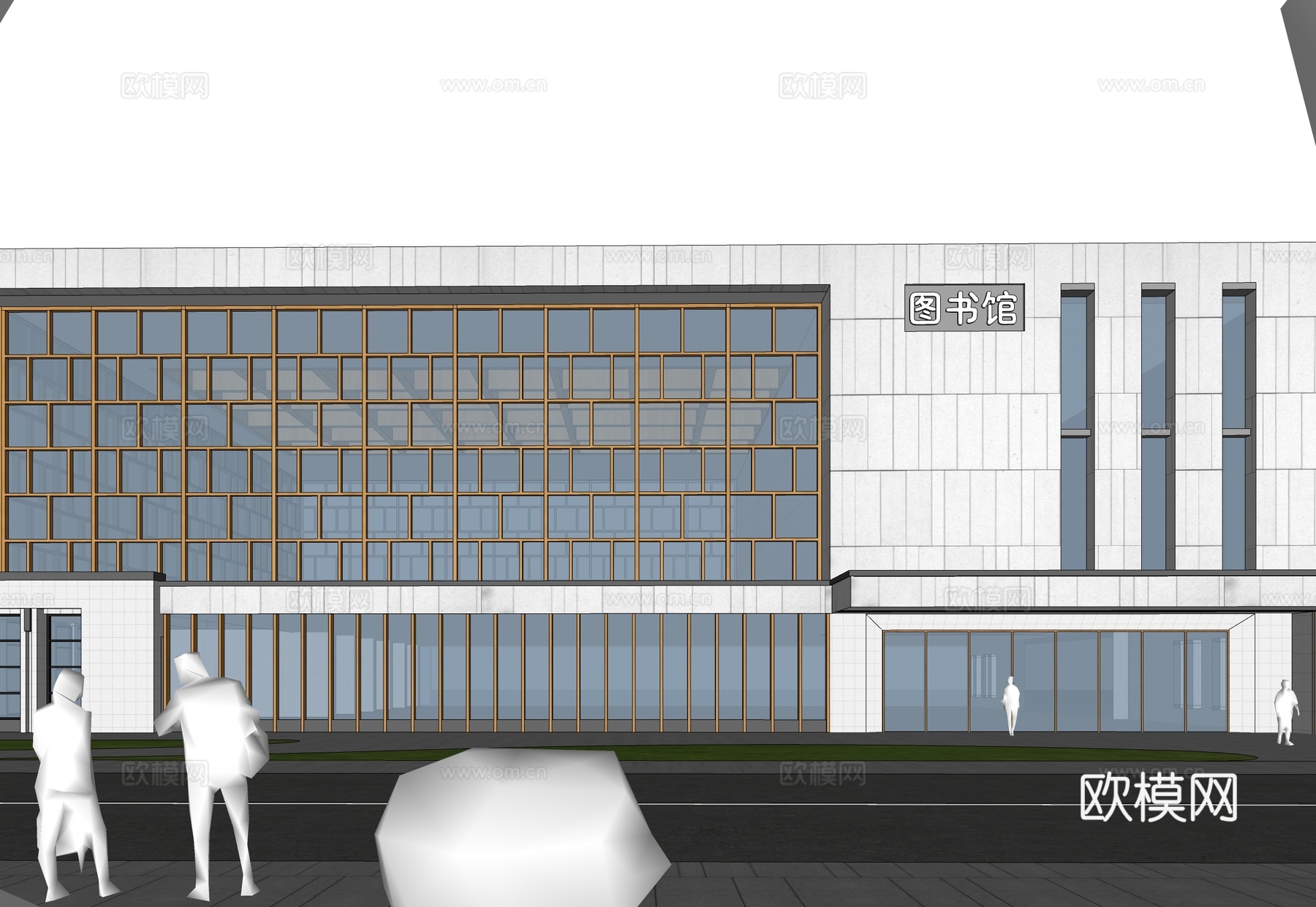 现代展览馆建筑 博物馆 建筑外观su模型