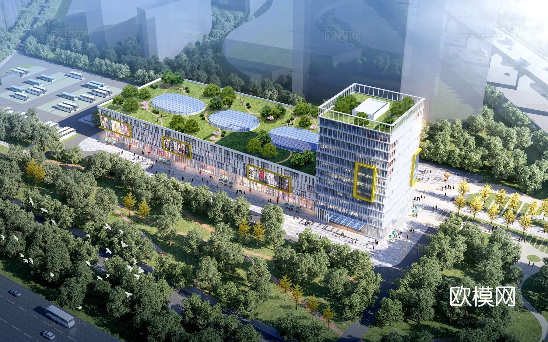 商业综合体鸟瞰3d模型下载