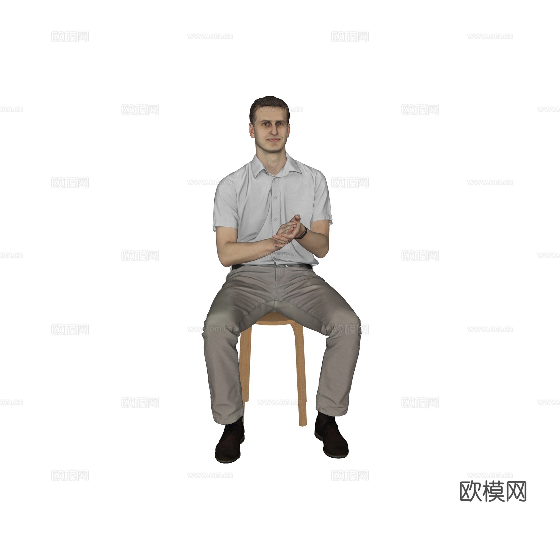 现代人物 三维人物 坐姿男人su模型
