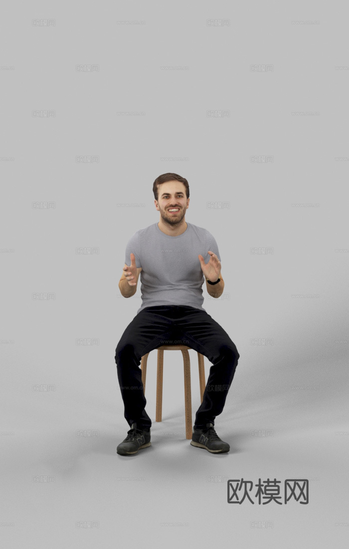 现代人物 三维人物 穿短袖的男人su模型