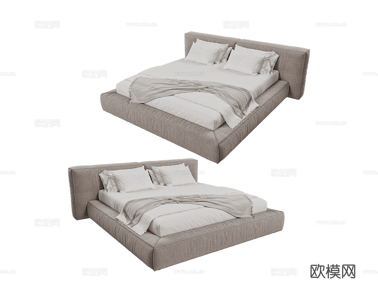 Beds one 双人床3d模型下载