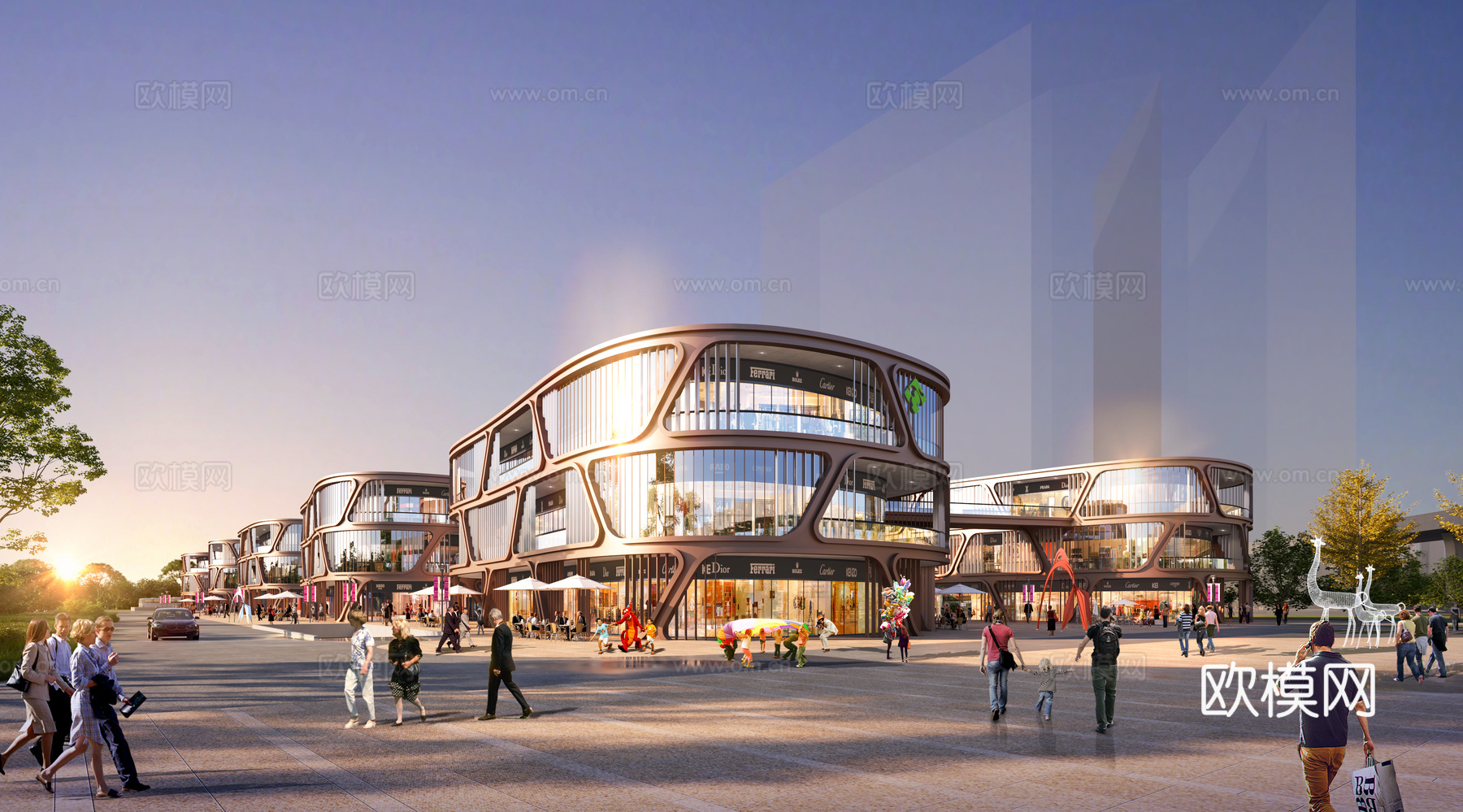 商业街入口3d模型下载