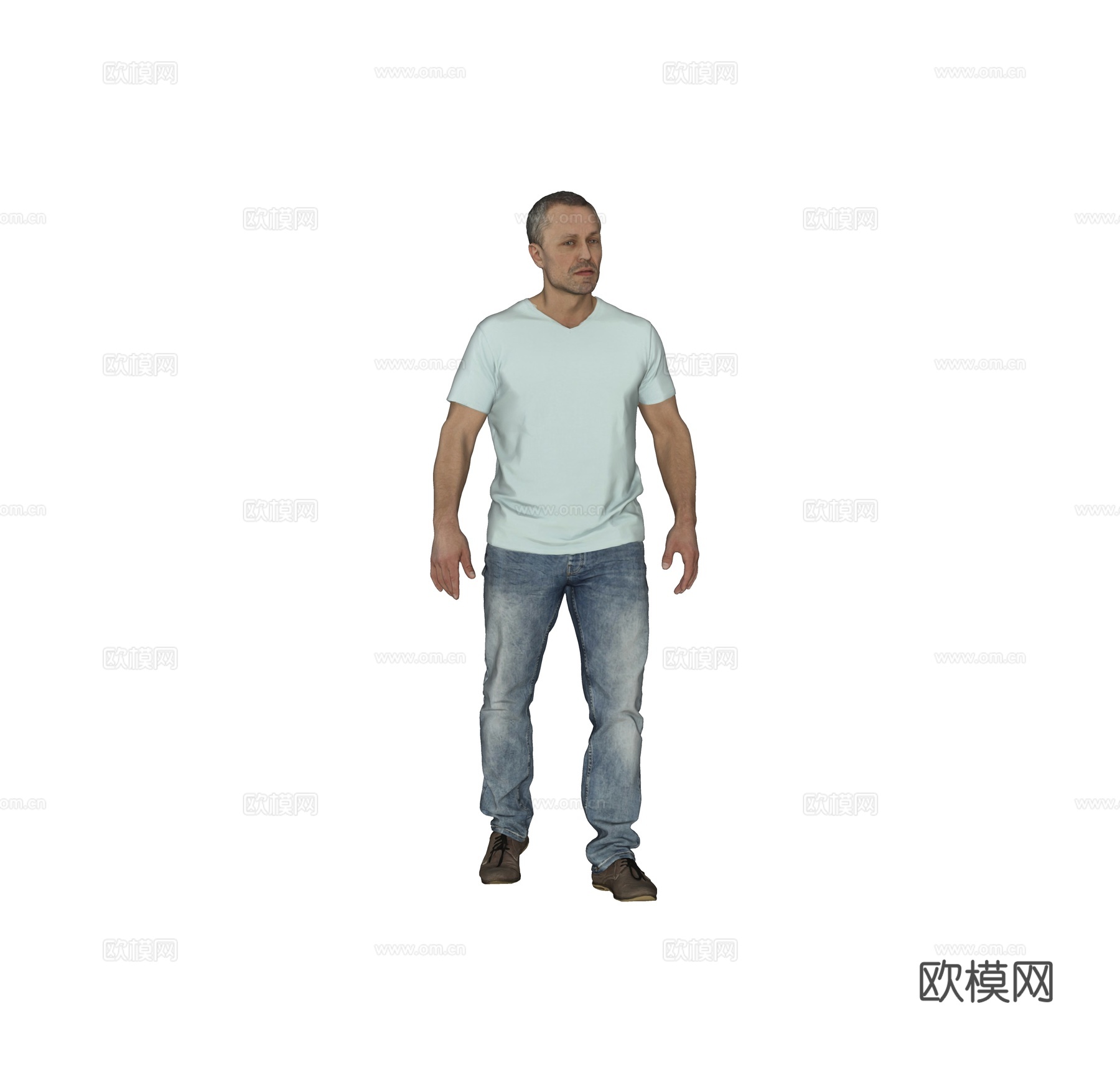 现代人物 三维人物 穿短袖的男人su模型