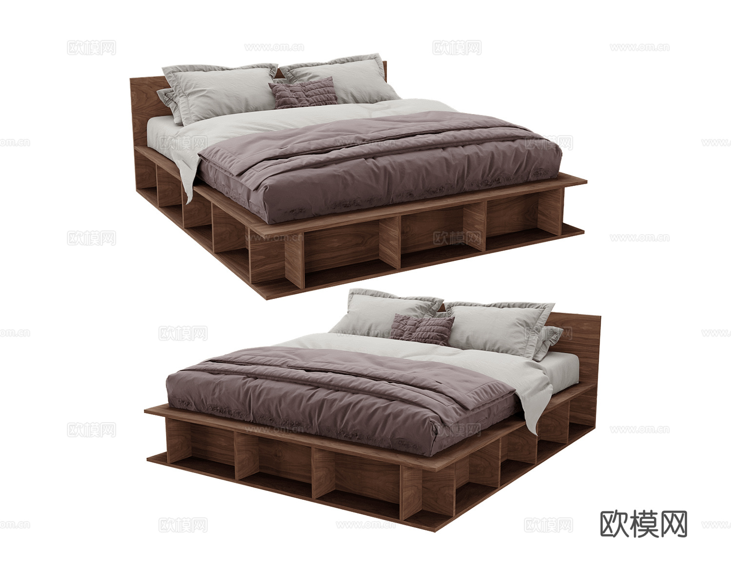 SIJU 双人床3d模型下载