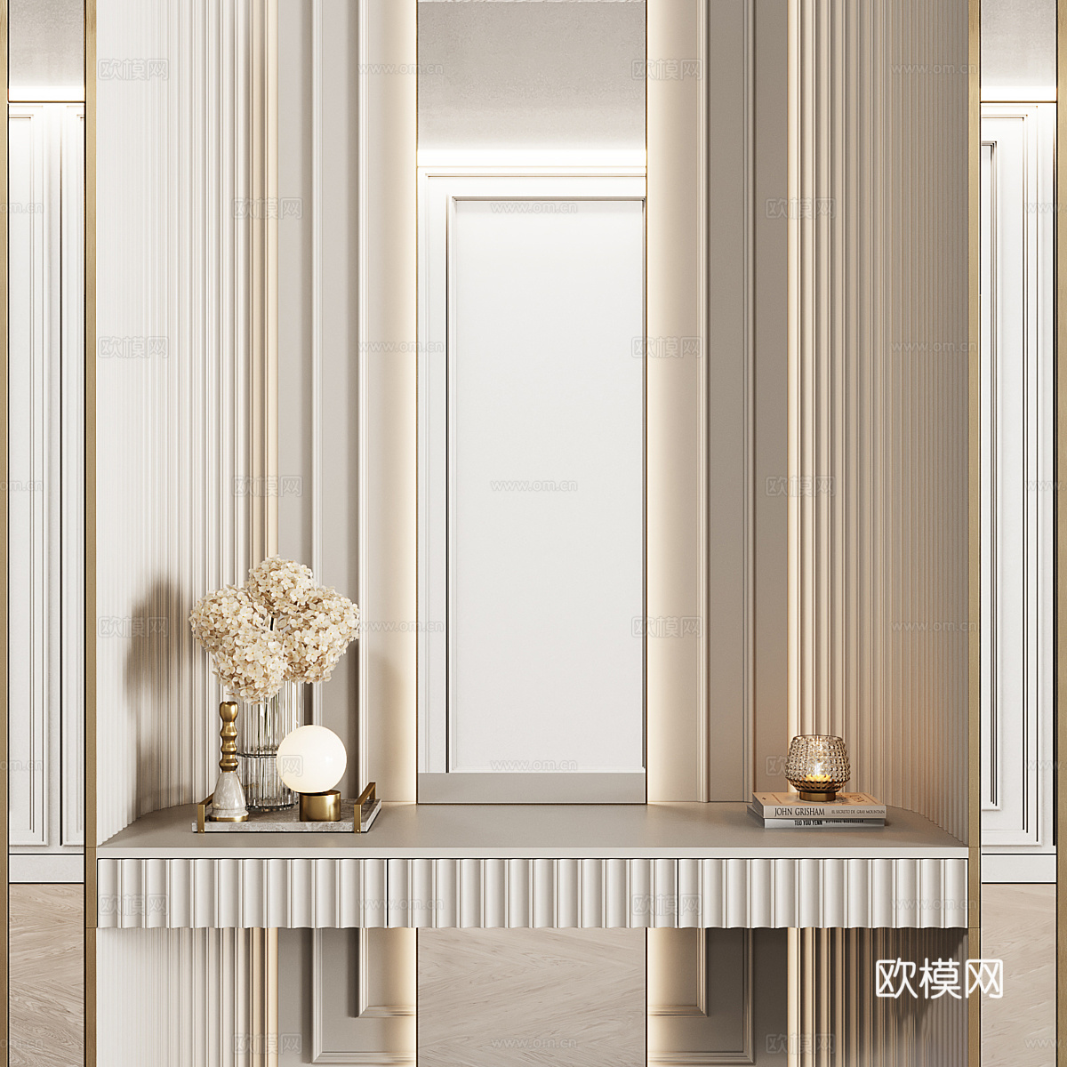 新古典主义衣柜梳妆台3d模型下载（渲染图3）