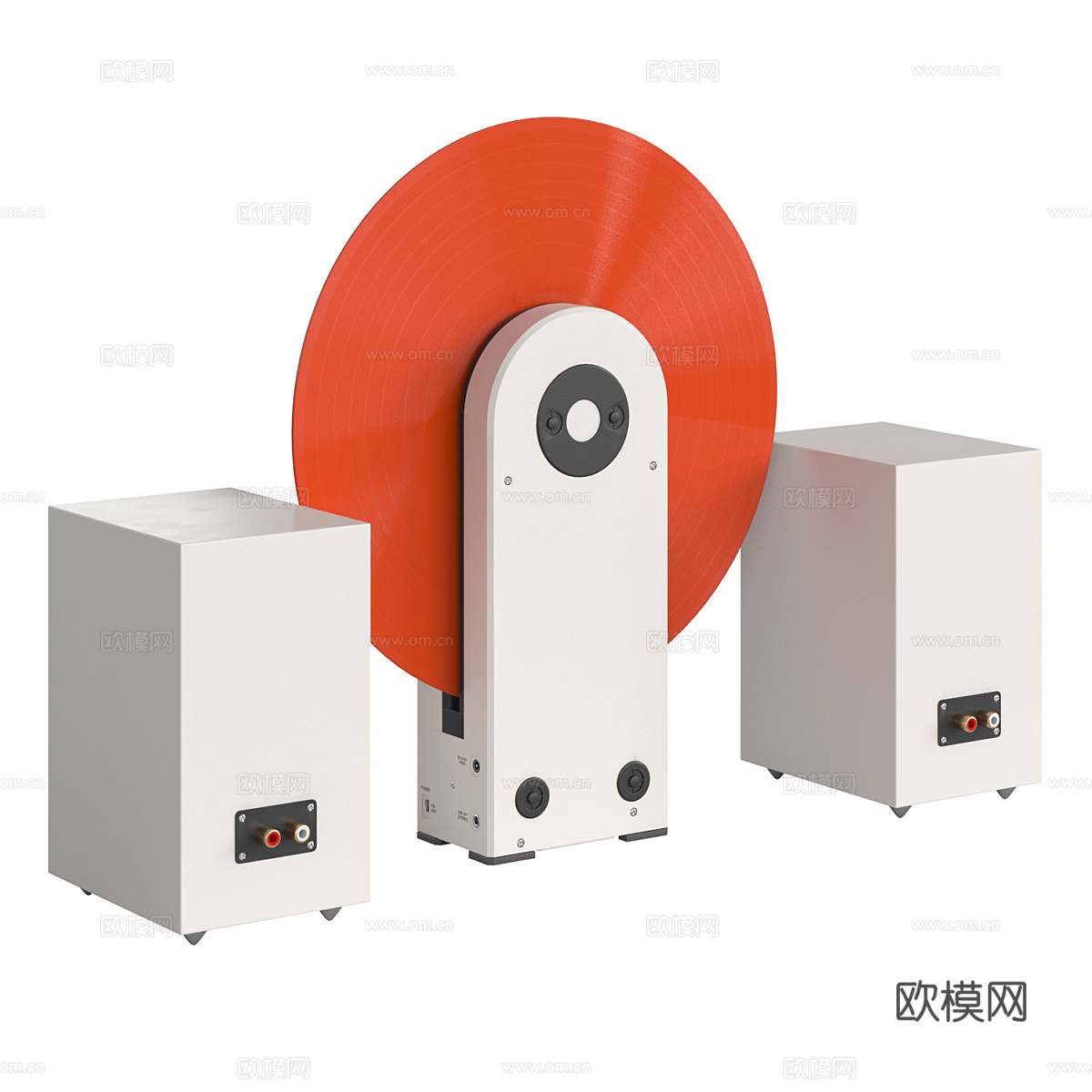 现代黑胶索尼唱片机 音响组合3d模型下载（渲染图6）