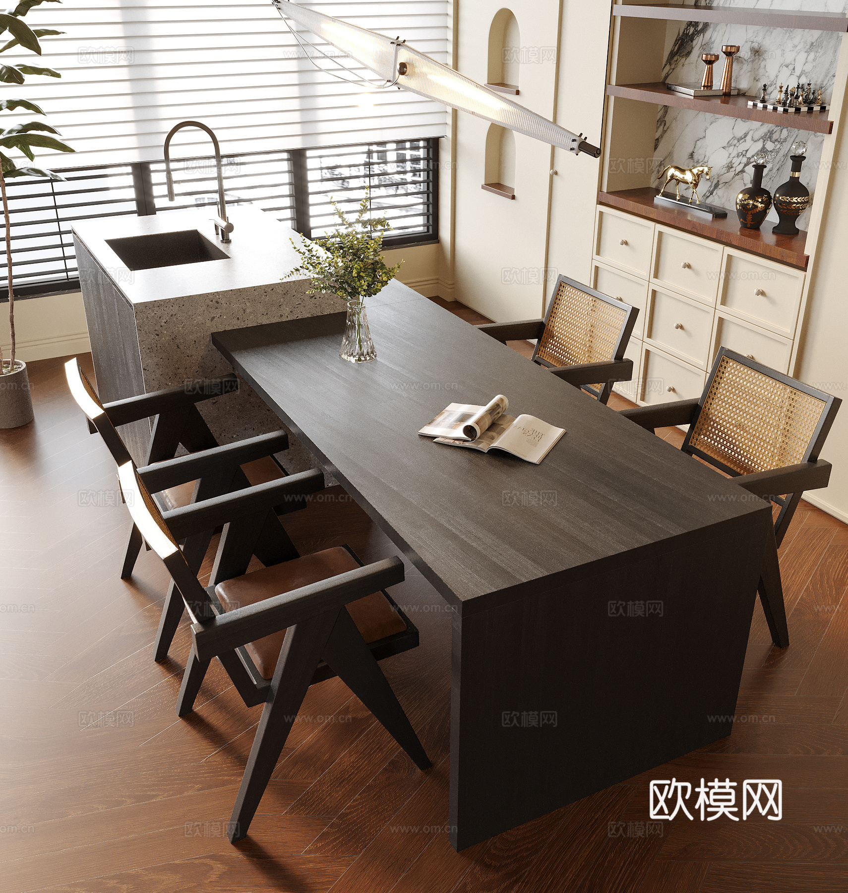 现代餐厅su模型