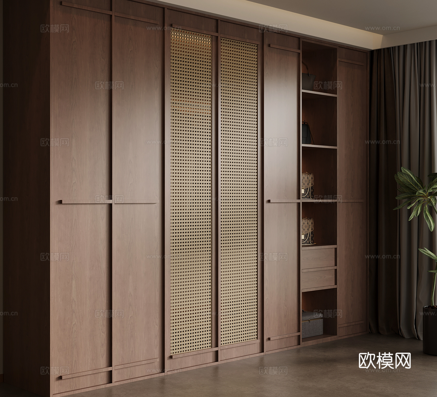 中古风衣柜 骨骼线衣柜su模型