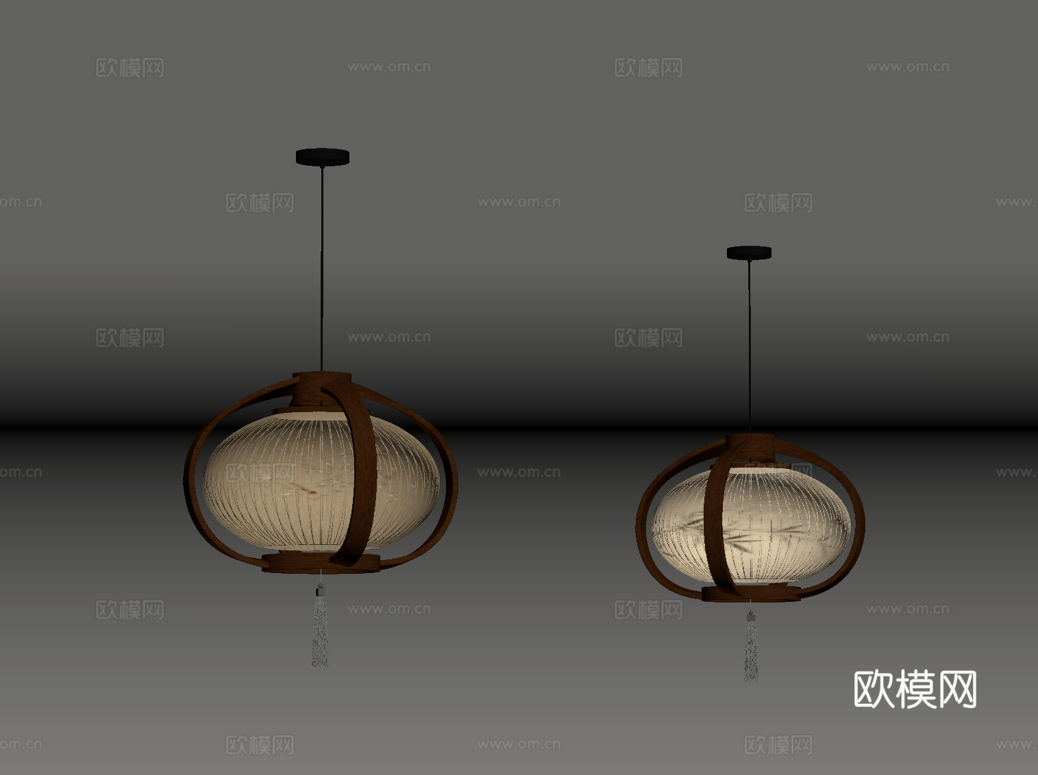 新中式小吊灯su模型