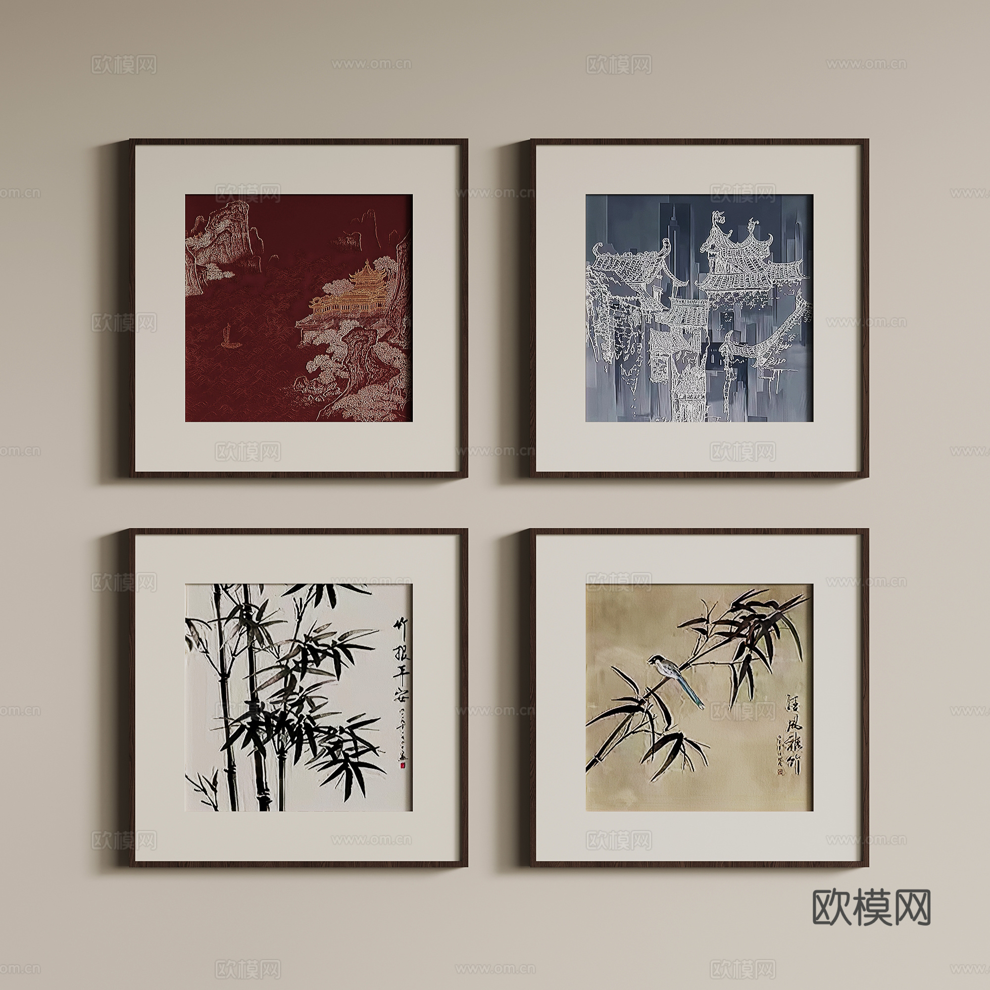 新中式挂画 宋氏风挂画3d模型