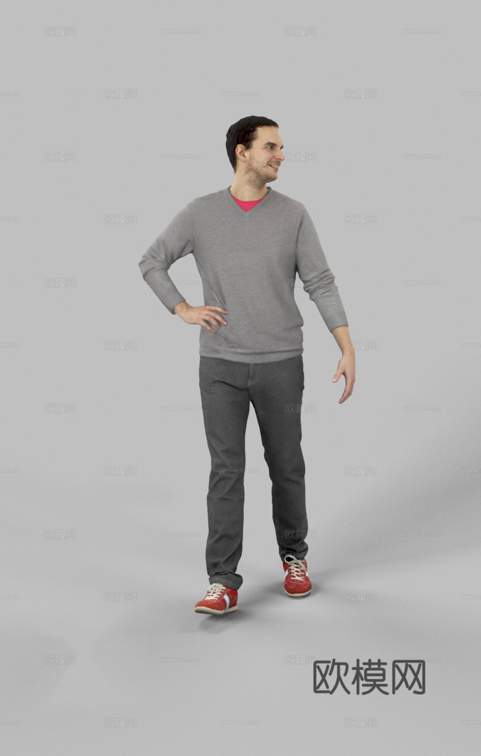现代人物 三维人物 站姿男人su模型