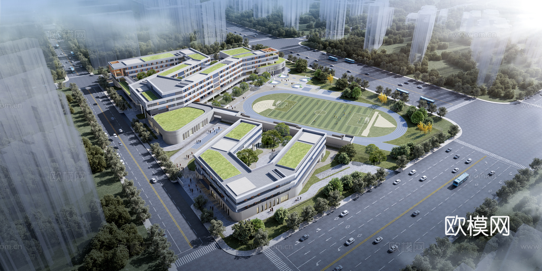 学校鸟瞰3d模型下载