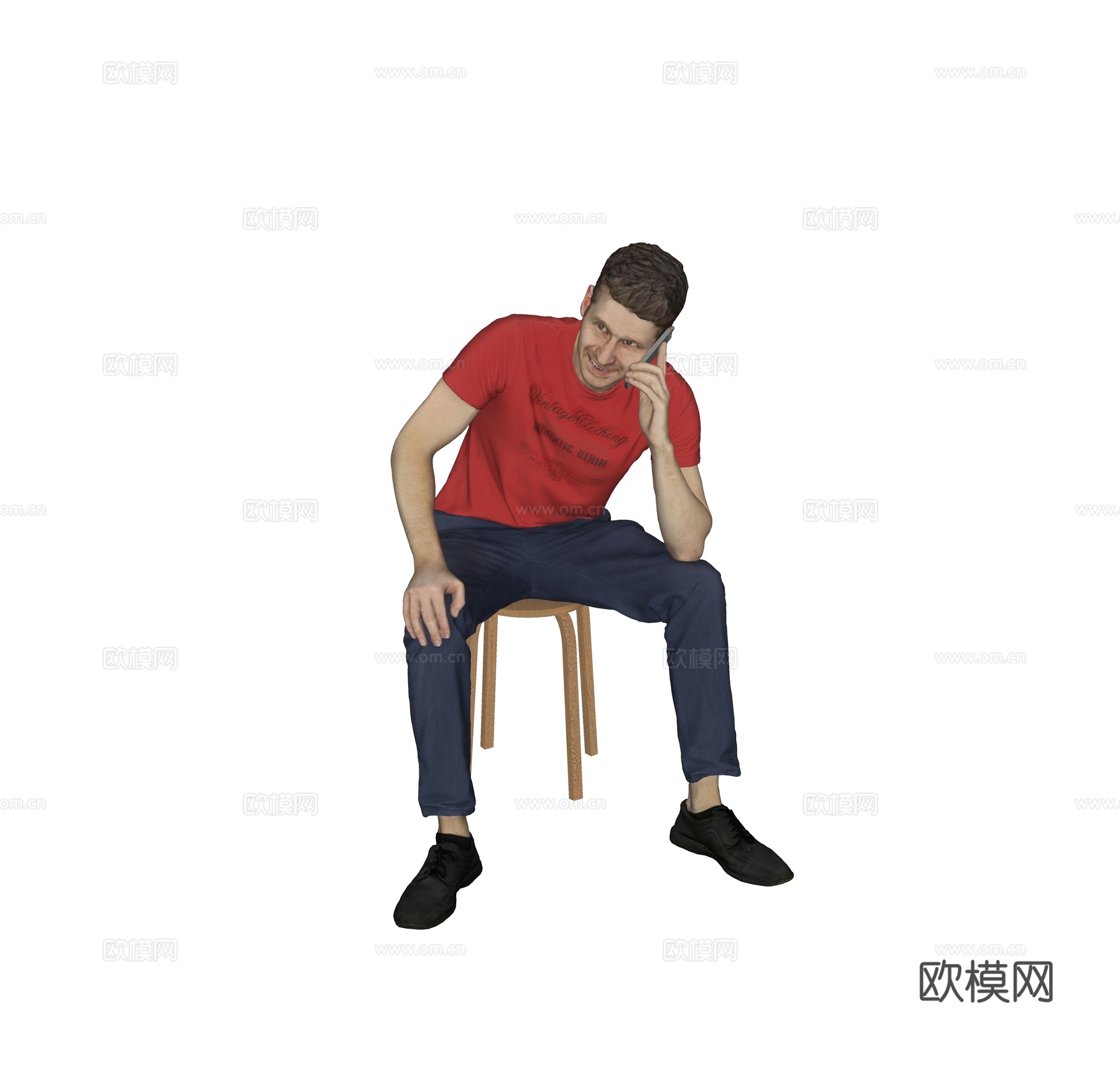 现代人物 三维人物 坐姿男人su模型