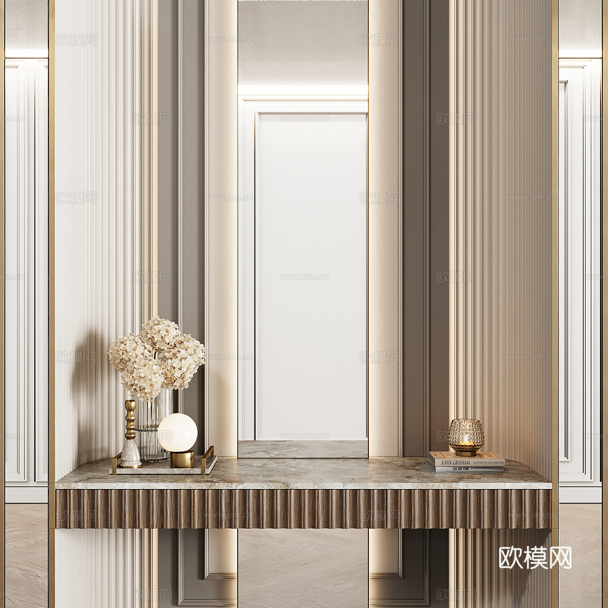 新古典主义衣柜梳妆台3d模型下载（渲染图4）