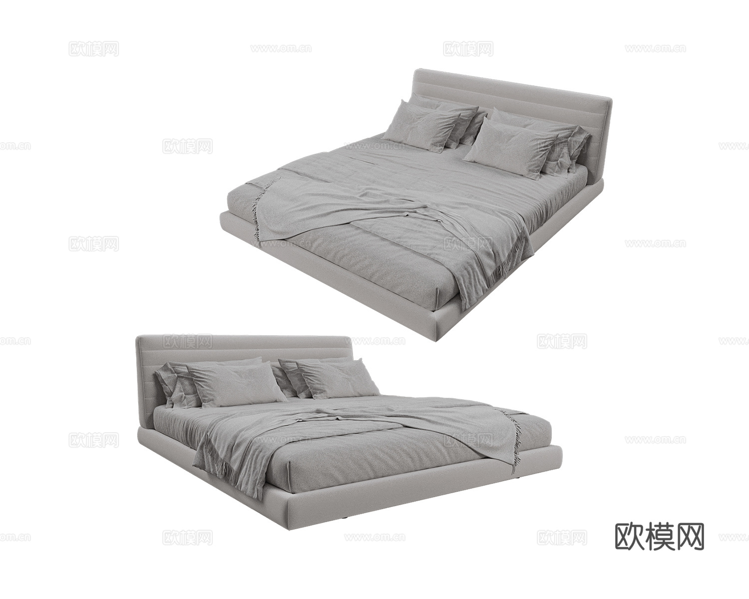 Beds one 双人床3d模型下载