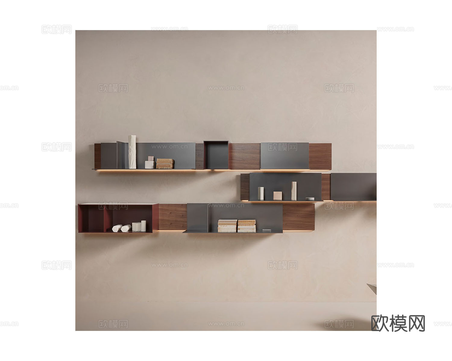 MDF Italia 壁挂书架3d模型下载（渲染图1）