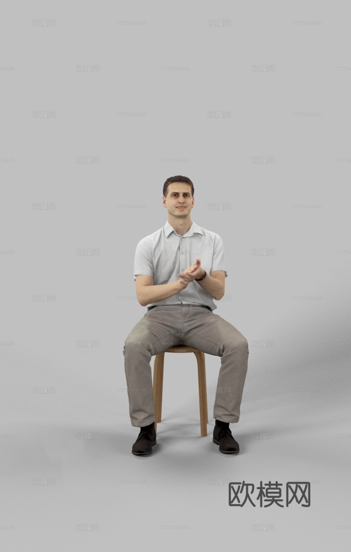 现代人物 三维人物 坐姿男人su模型