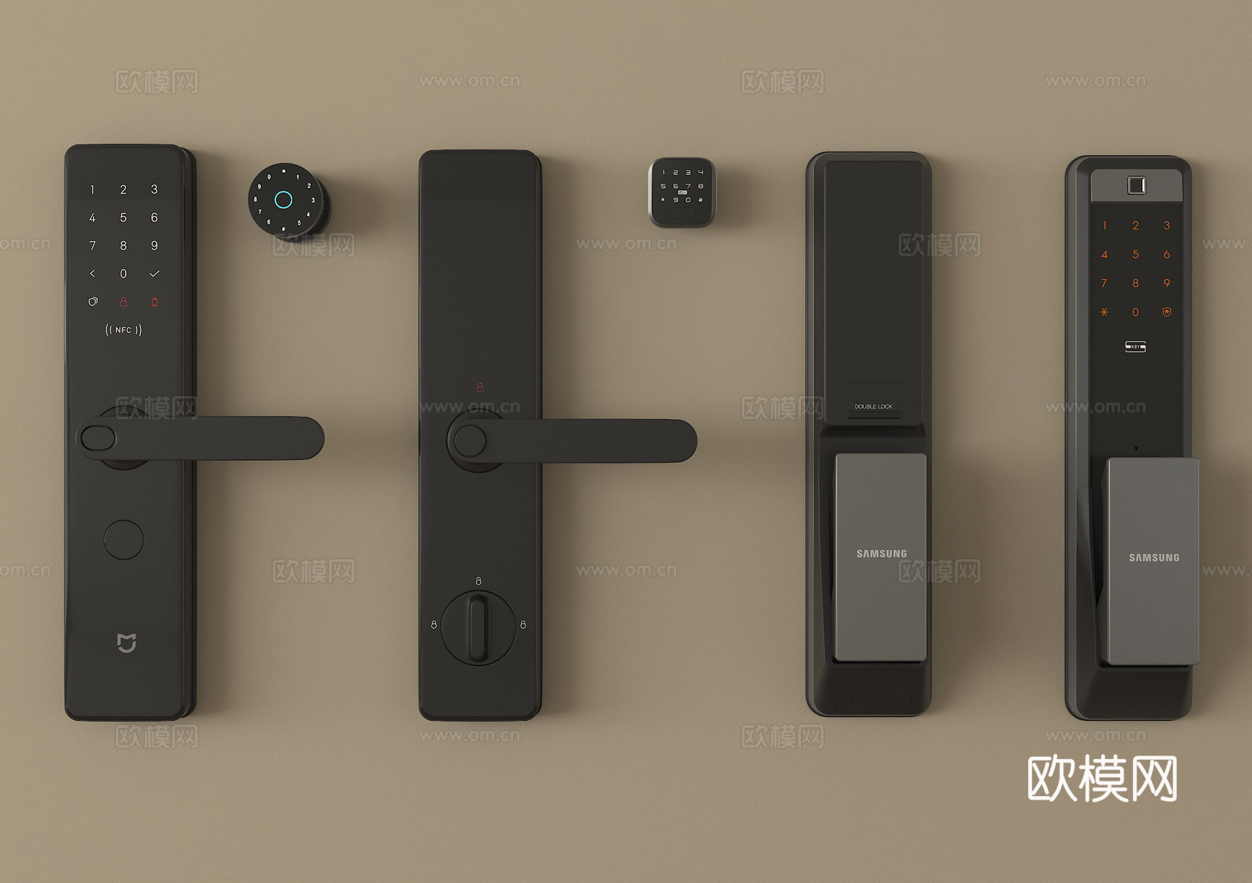 现代指纹锁   智能锁 密码锁su模型