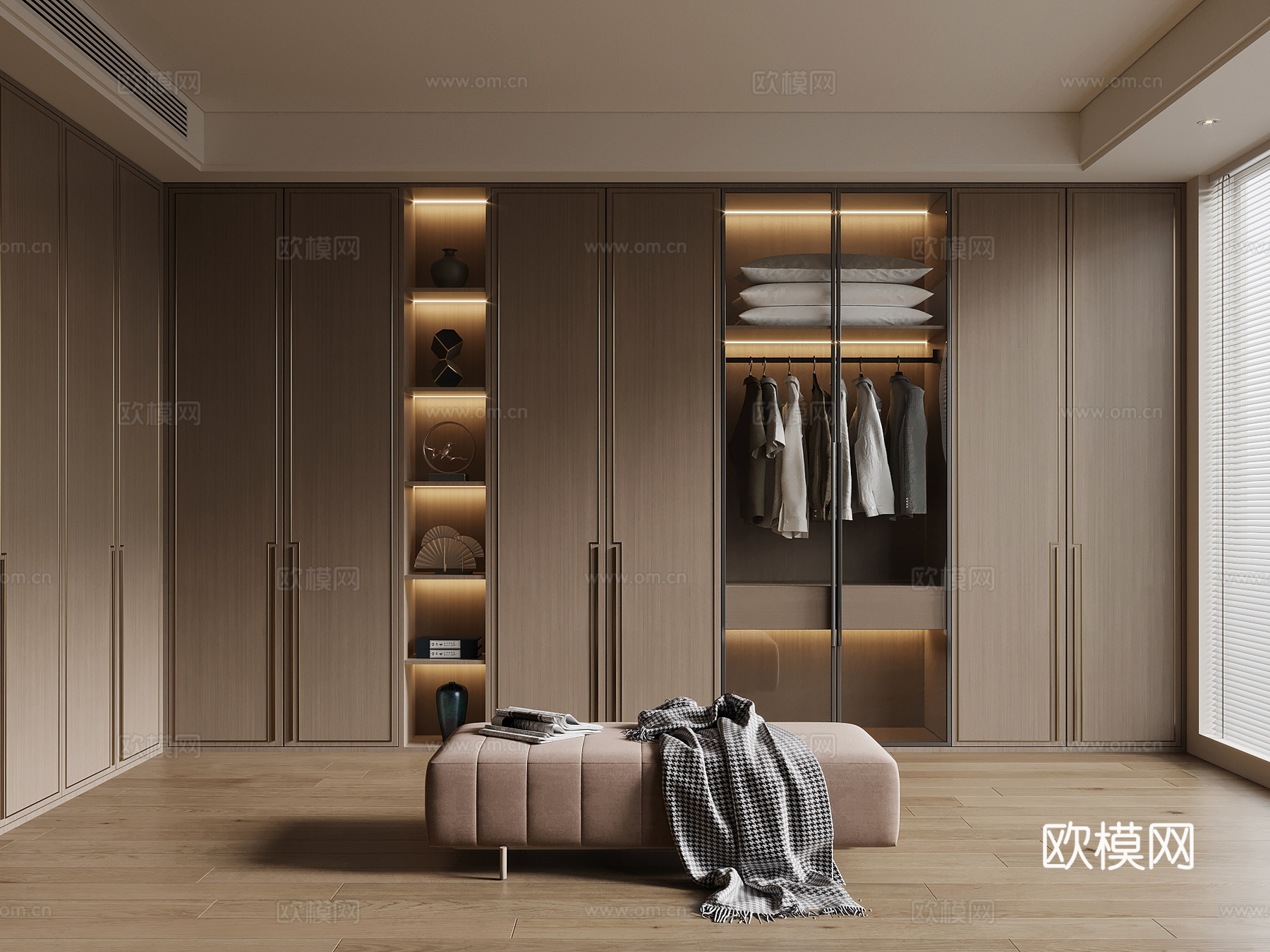 新中式衣帽间 衣柜3d模型下载