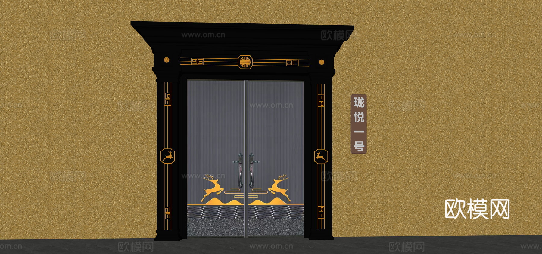 中式门 入户门su模型