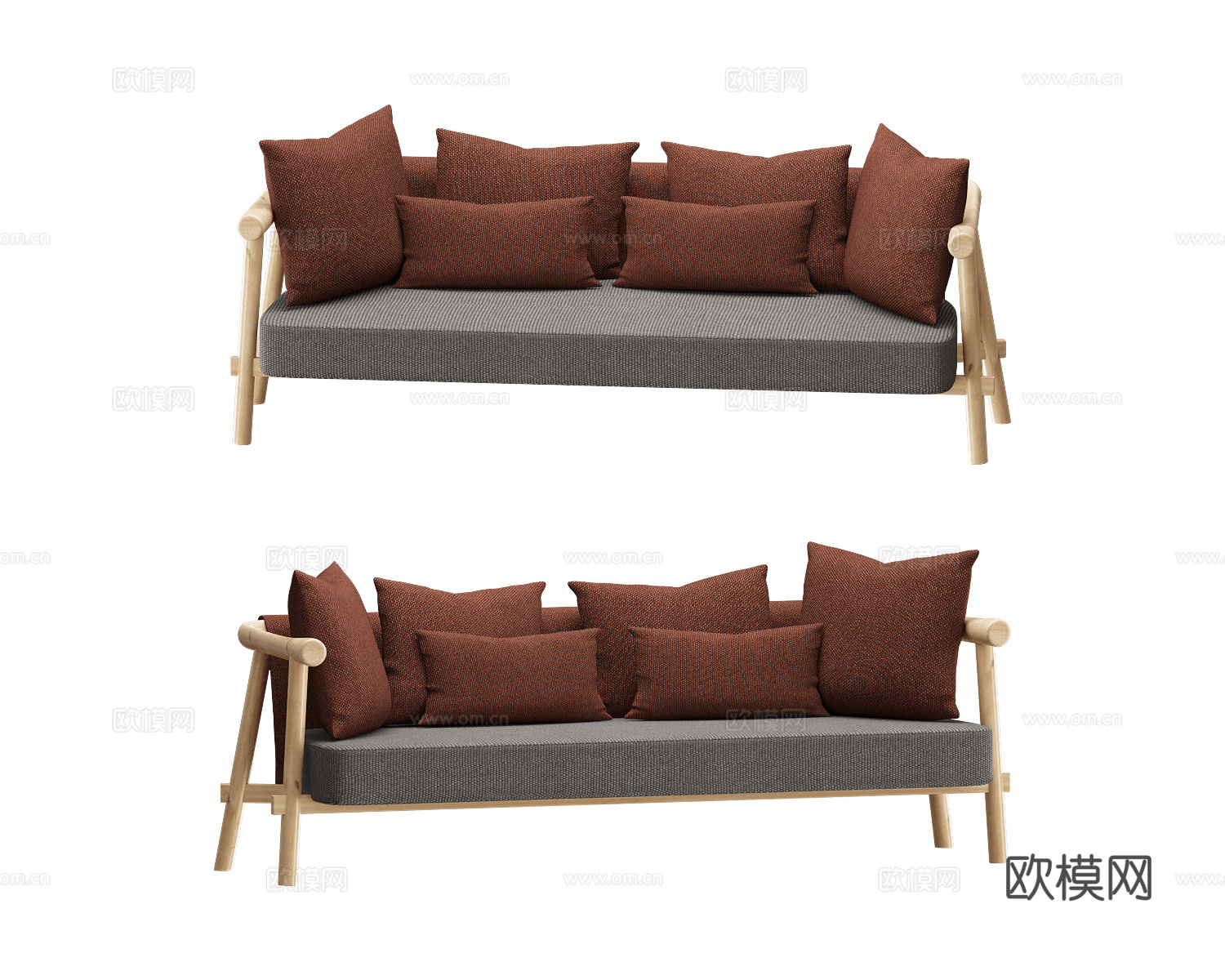 COEDITION 原木风双人沙发3d模型下载