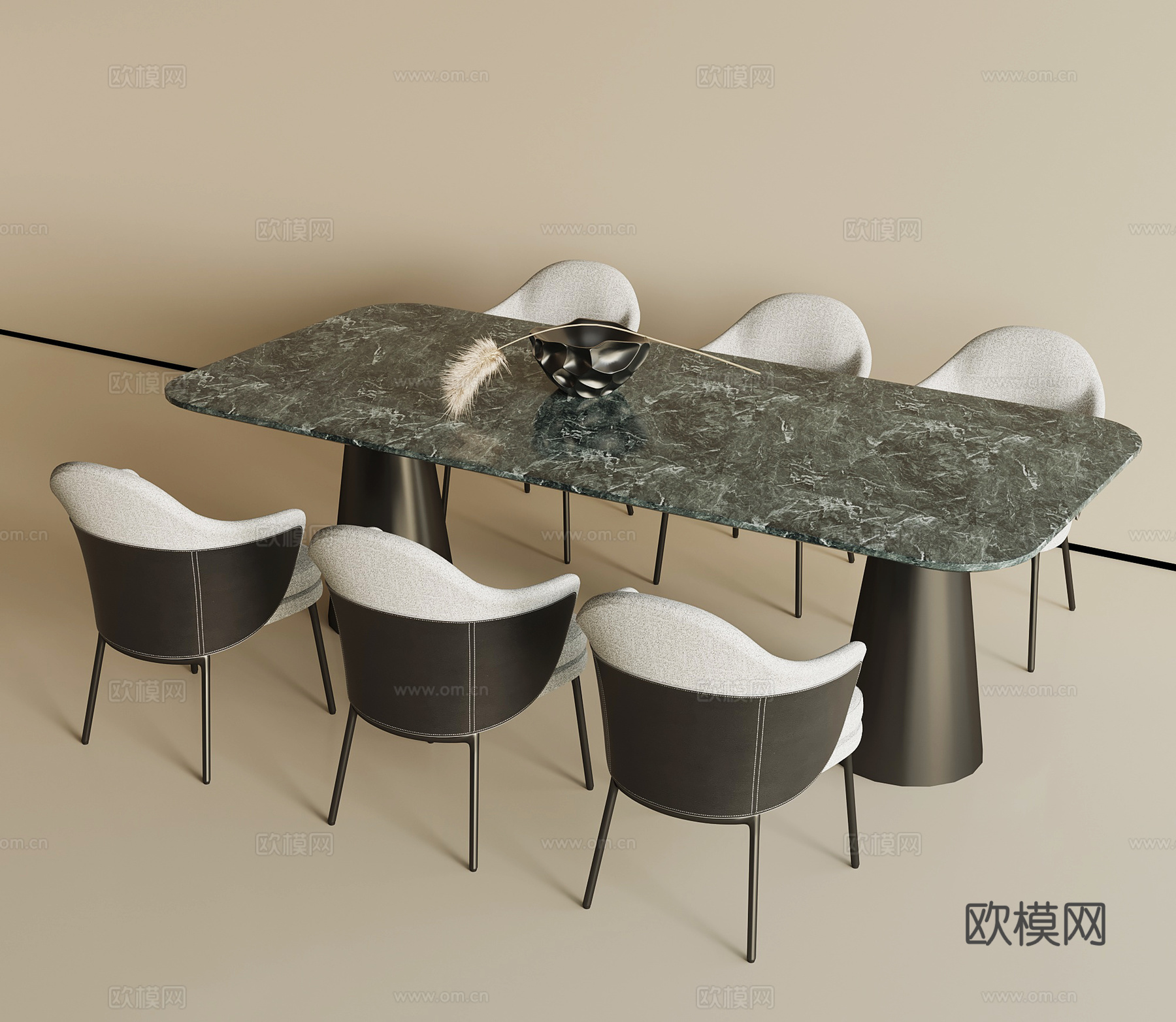 现代意式餐桌椅su模型