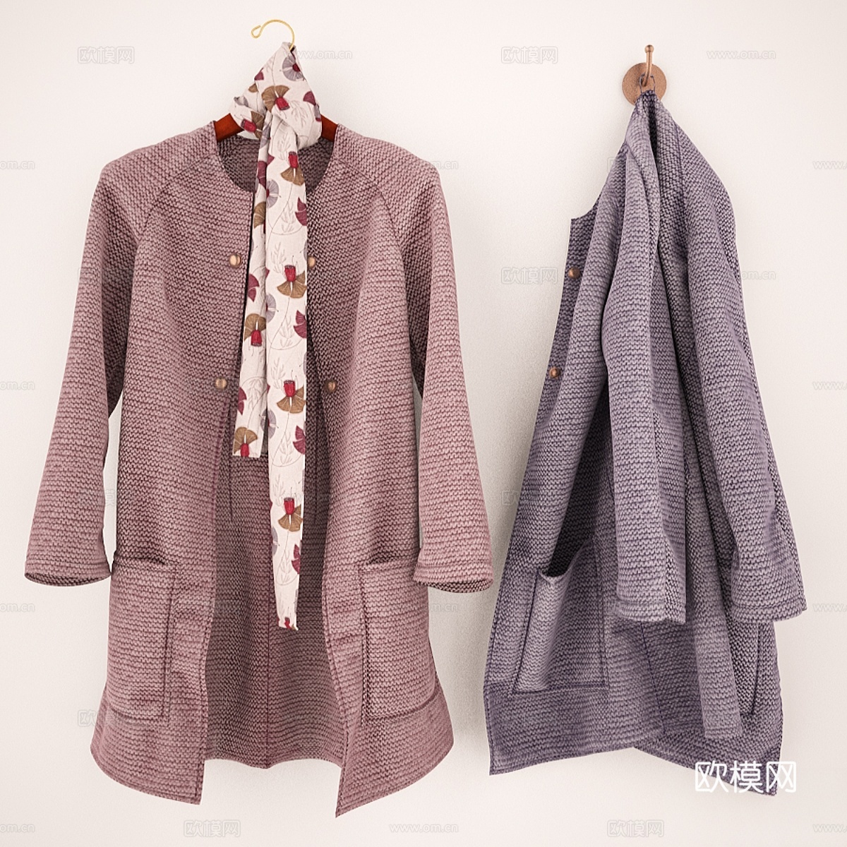 衣架与挂钩上的夹克3d模型下载