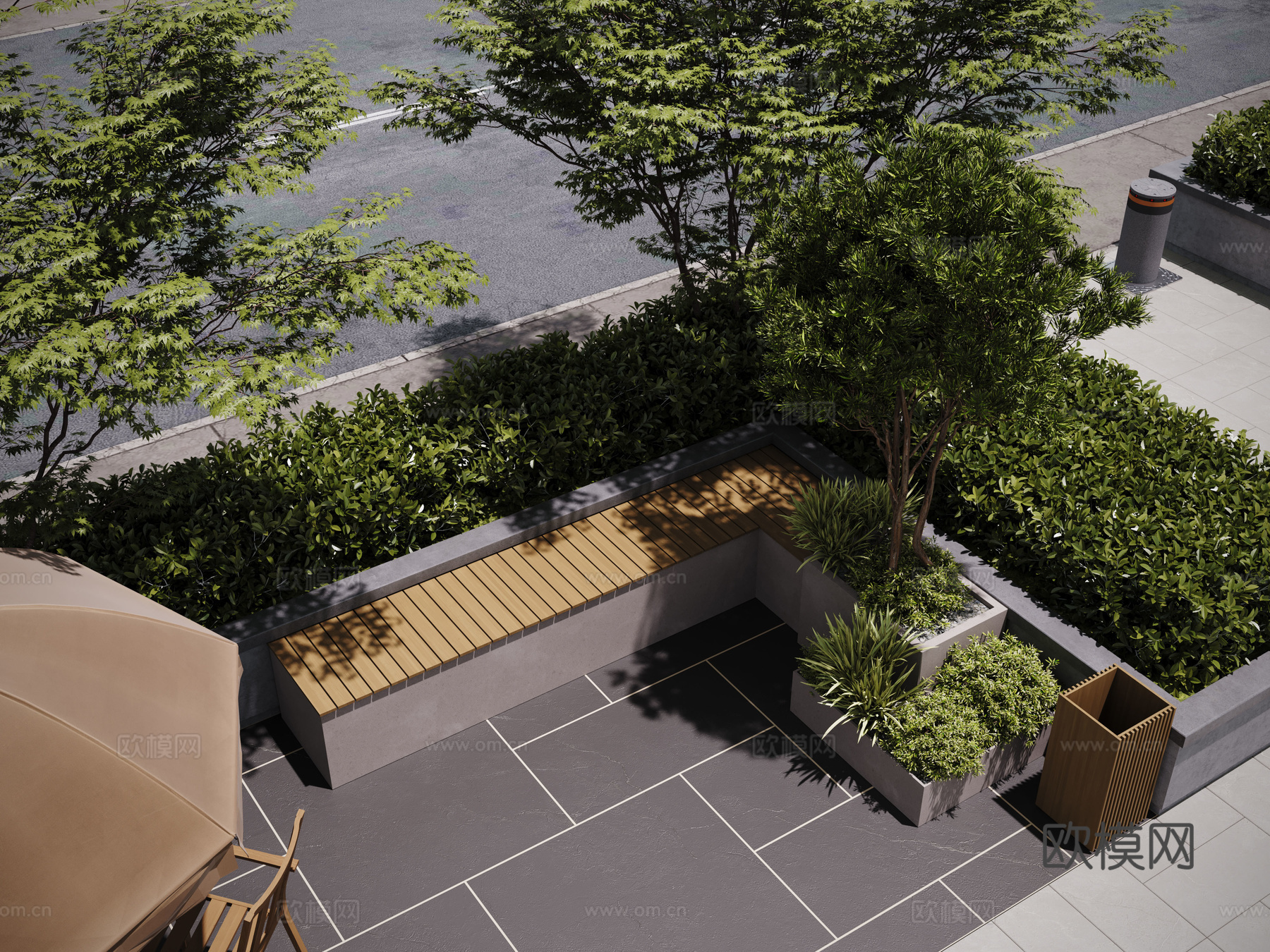 现代户外景观座椅 户外椅 景观植物 树池 花坛座椅3d模型下载