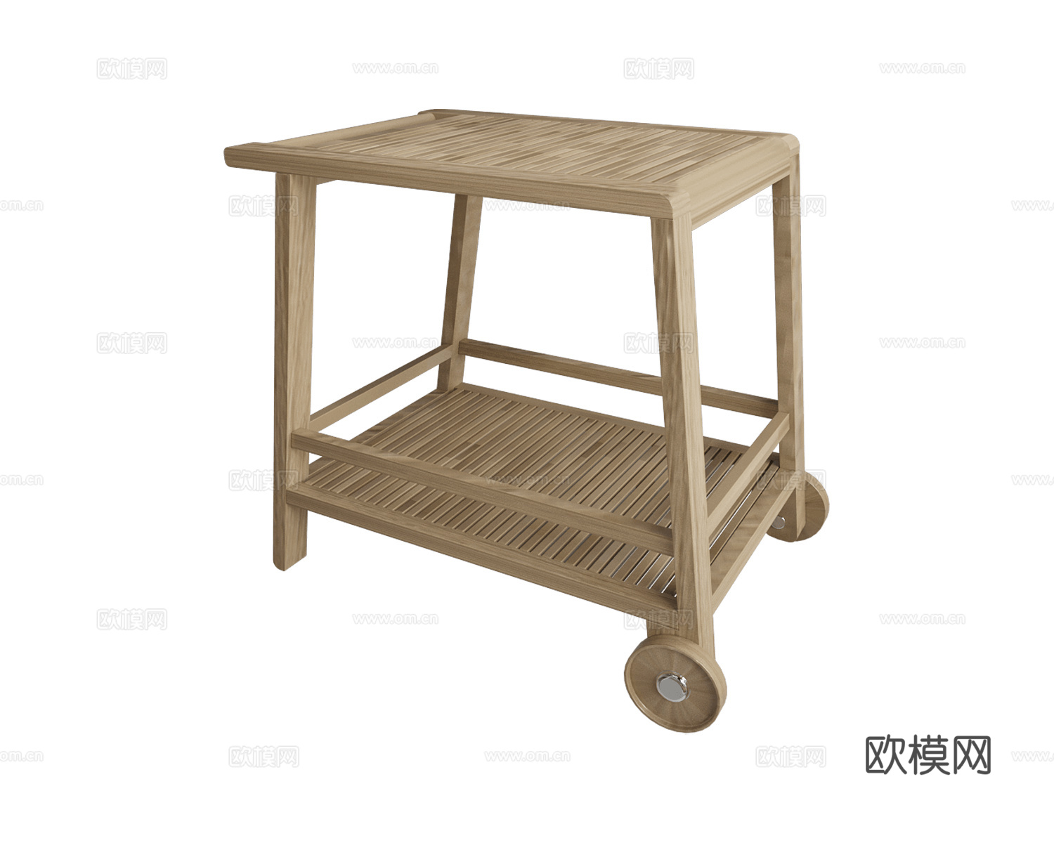 Blinde Design 原木风角几 餐车3d模型下载（渲染图1）