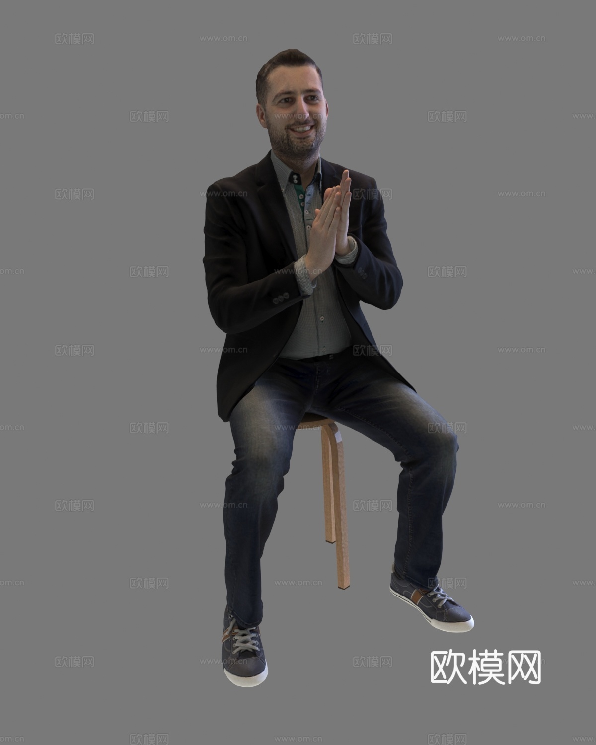 现代人物 三维人物 坐姿男人su模型