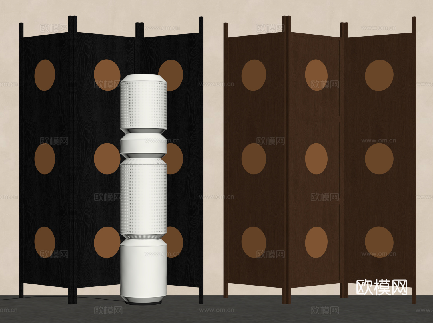 中古风屏风su模型