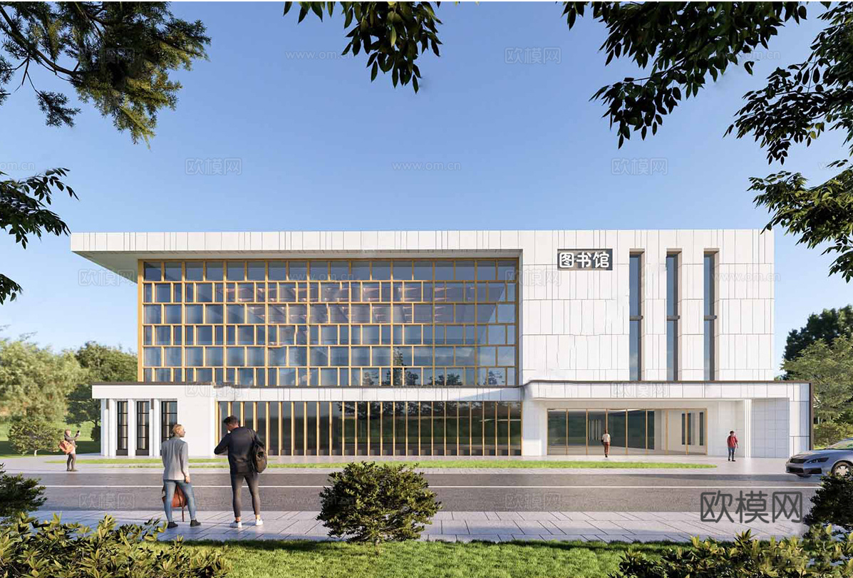 现代展览馆建筑 博物馆 建筑外观su模型
