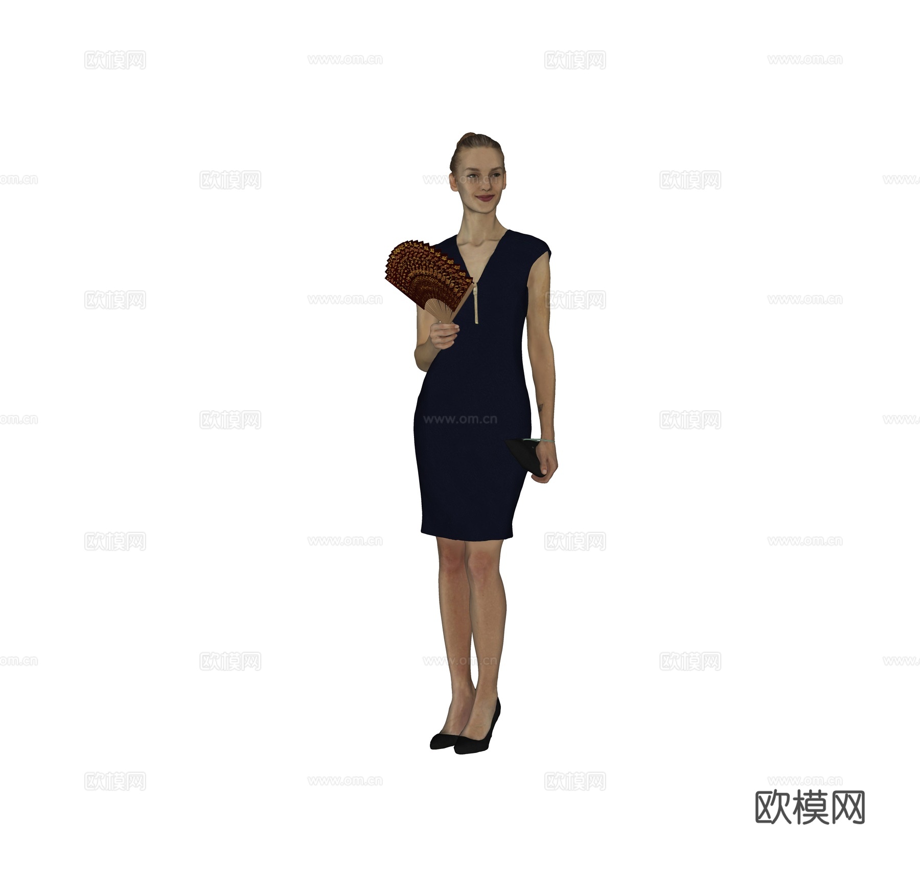 现代人物 三维人物 站姿连衣裙女人su模型