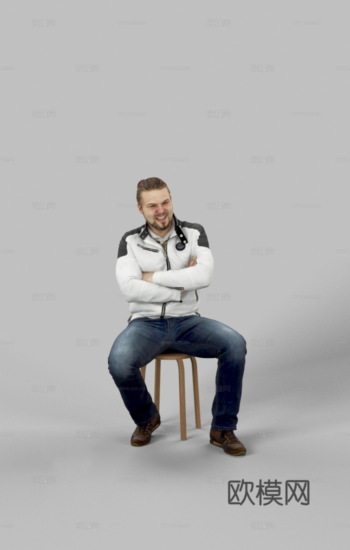 现代人物 三维人物 坐姿男人su模型