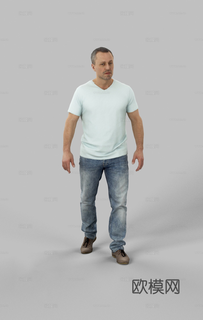 现代人物 三维人物 穿短袖的男人su模型