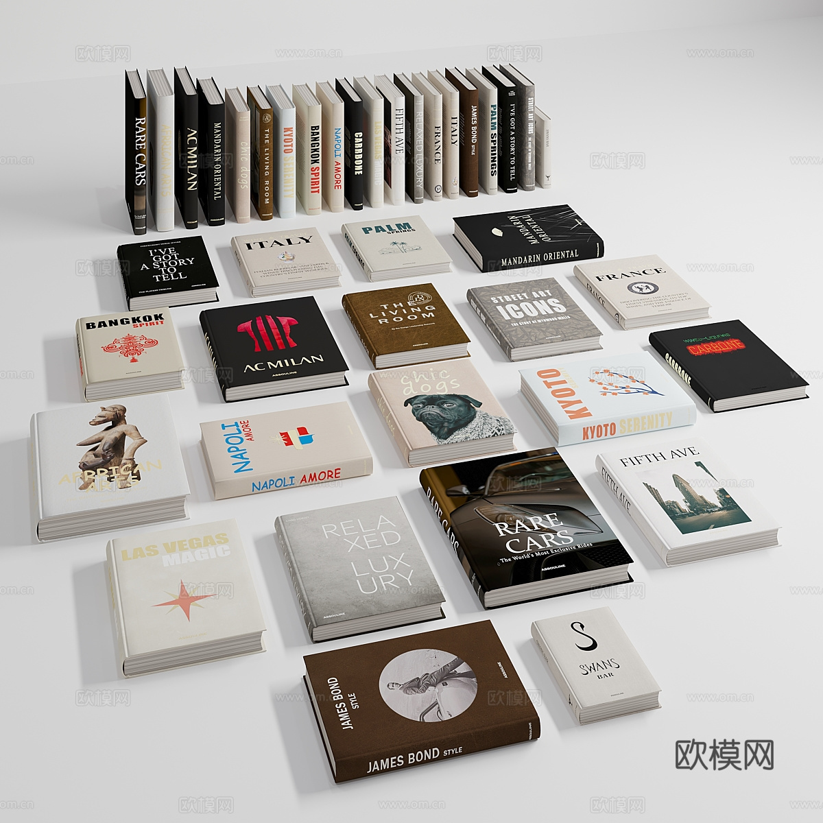 书籍组合3d模型下载（渲染图5）