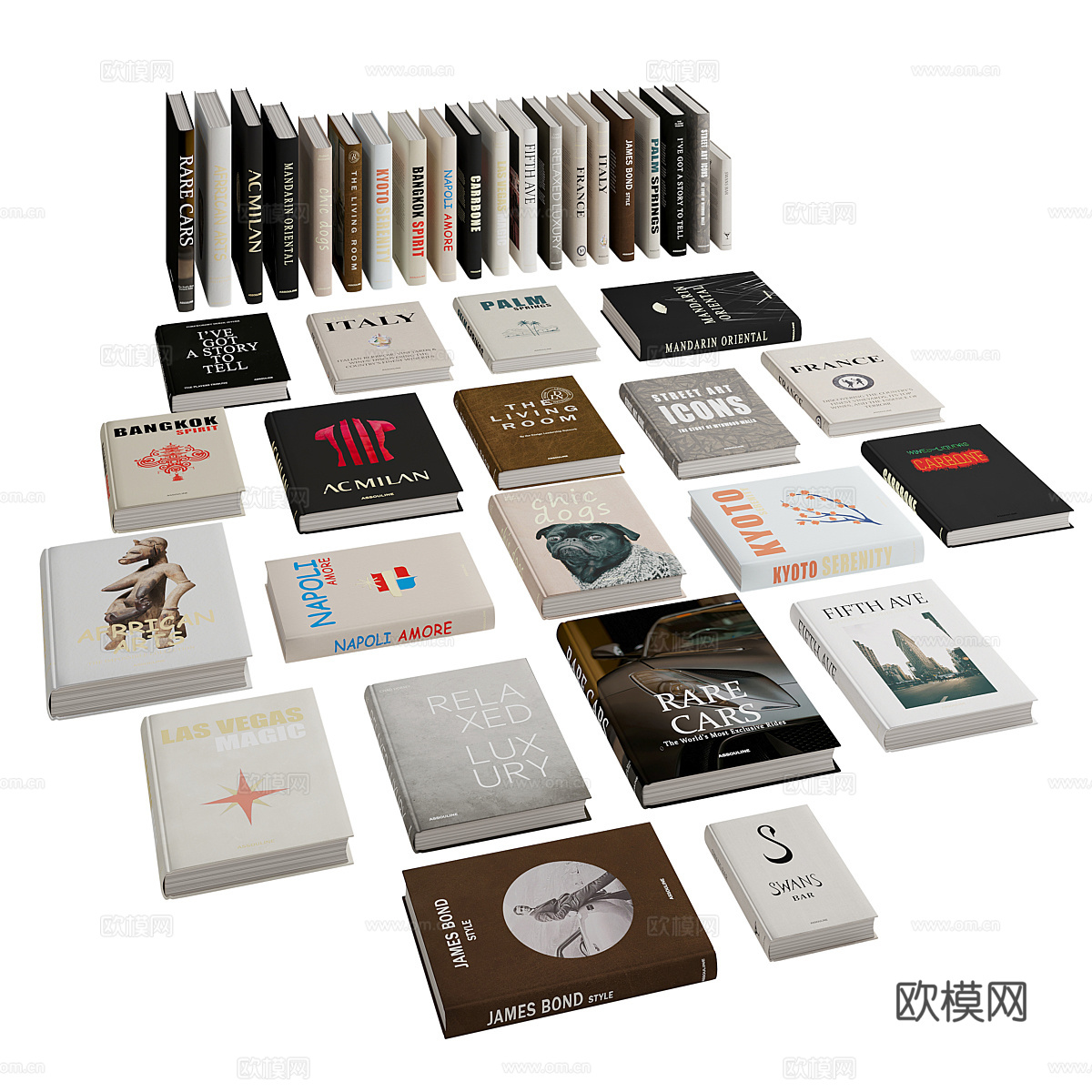 书籍组合3d模型下载（渲染图1）