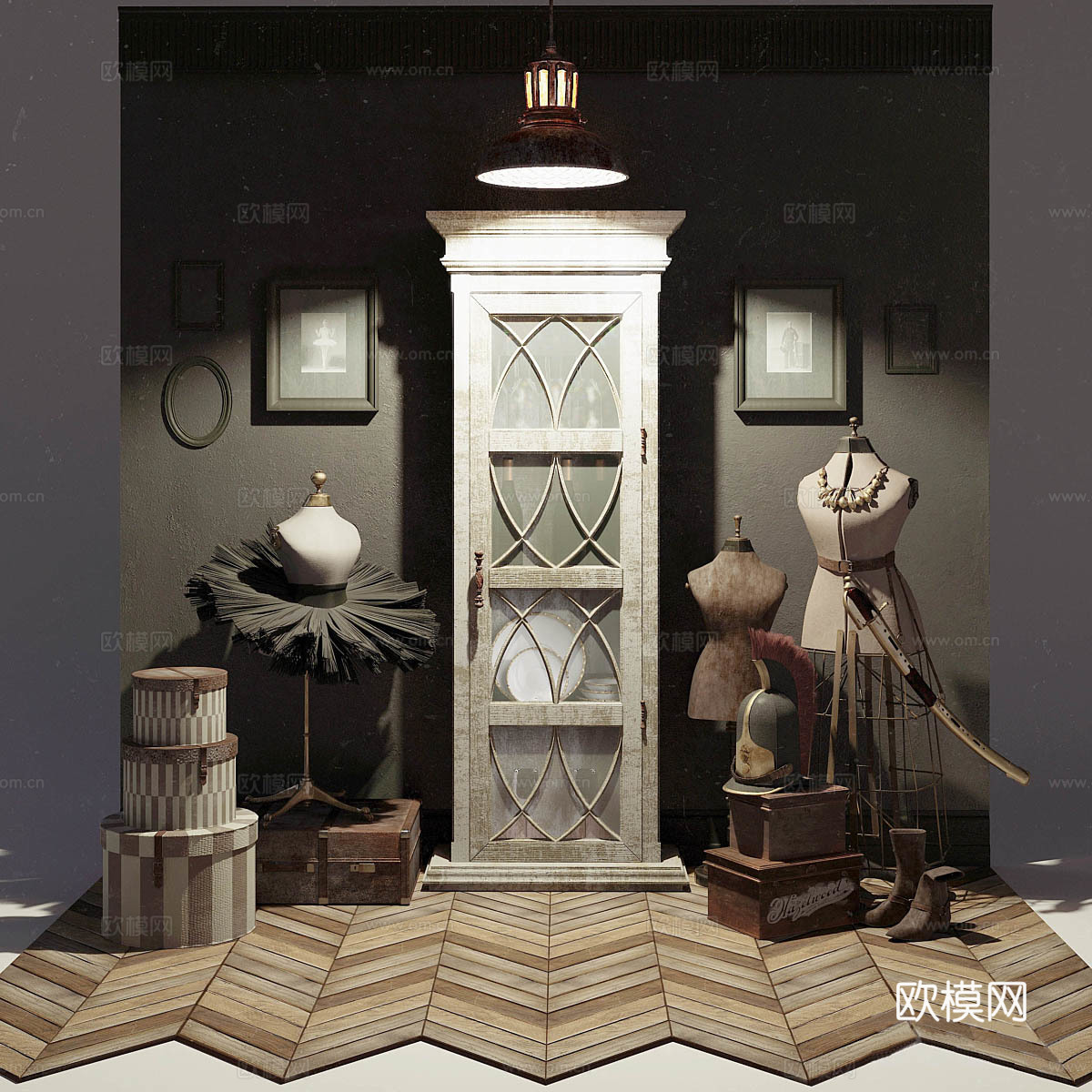 陈列装饰组合3d模型下载