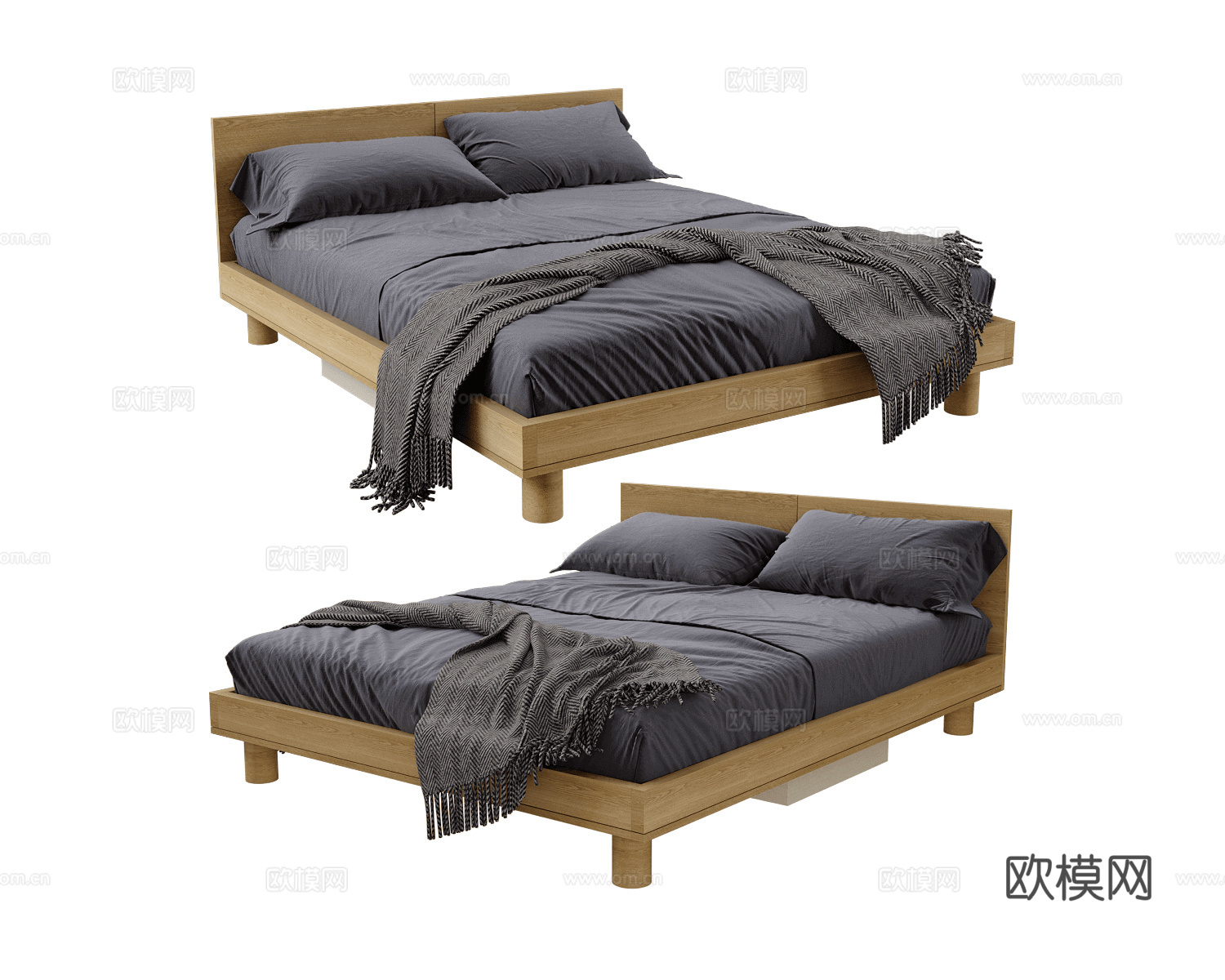 SIJU 双人床3d模型下载